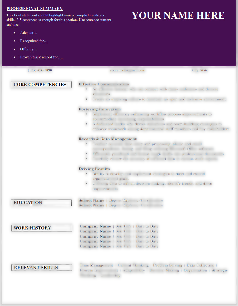Functional Resume Template – Dear Atlanta Freelance Writing, LLC.