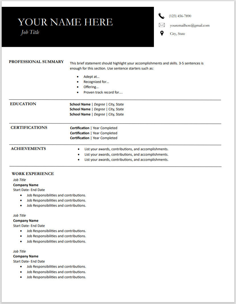 Corporate Minimalist Resume Template